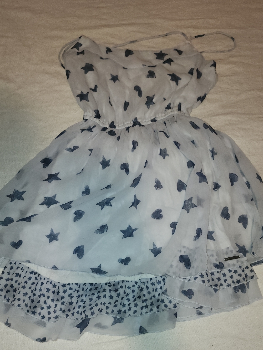 Abercrombie & Fitch White Dress with Navy Star and Heart Print